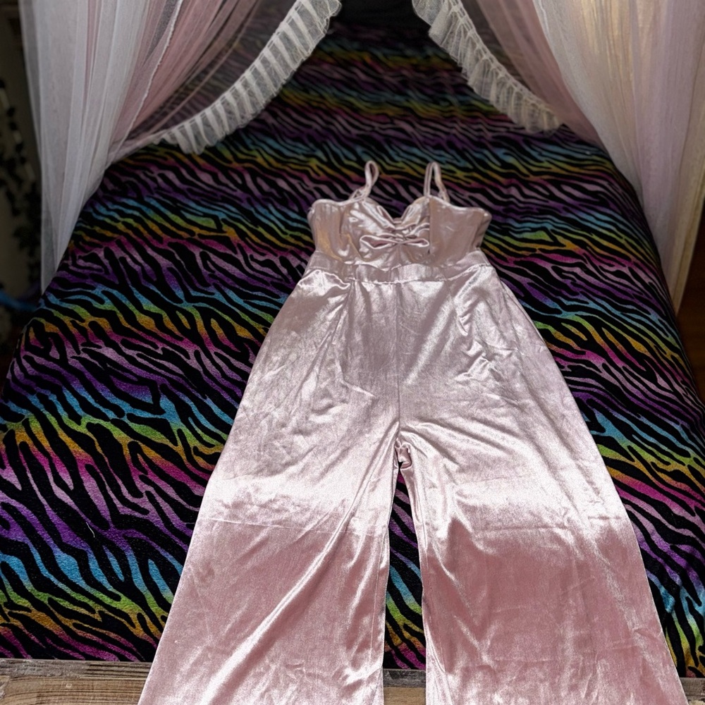 Blush Pink velvet Jumpsuit